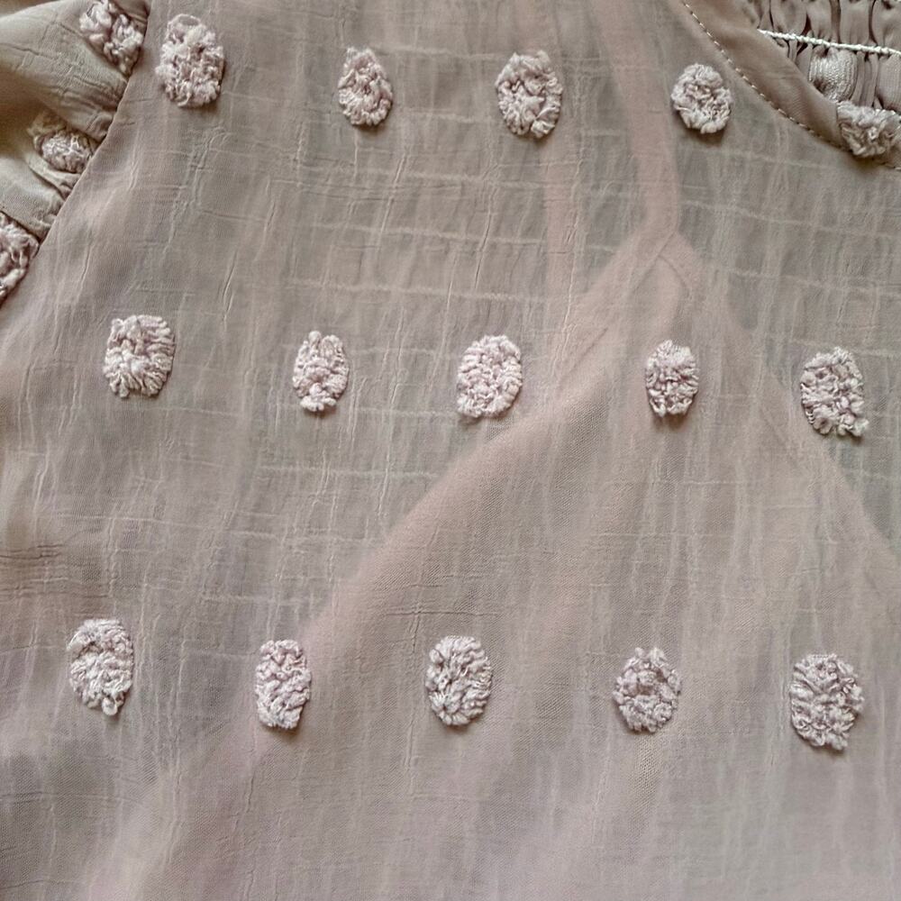 Arula Purple Clip Swiss Dot Tiered Semi Sheer Midi Dress Sz 1X (A) Cottage Boho - Picture 9 of 13